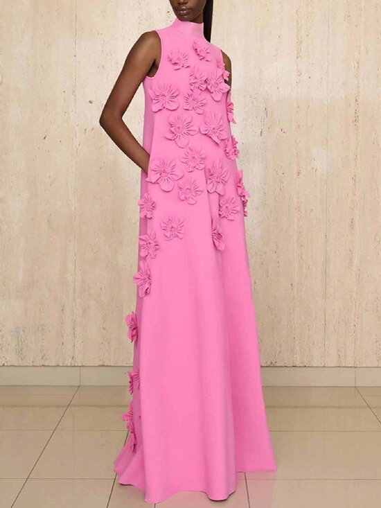 MODA ME COUTURE Dresses & Skirts - Pink Elegant Women's Sleeveless Floral Maxi Dress